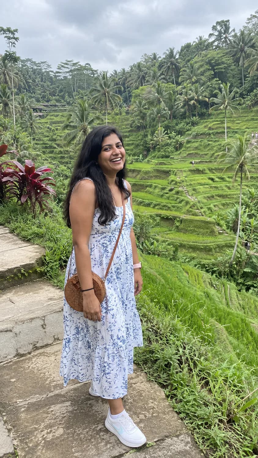 Viajera en las terrazas de arroz de Tegallalang